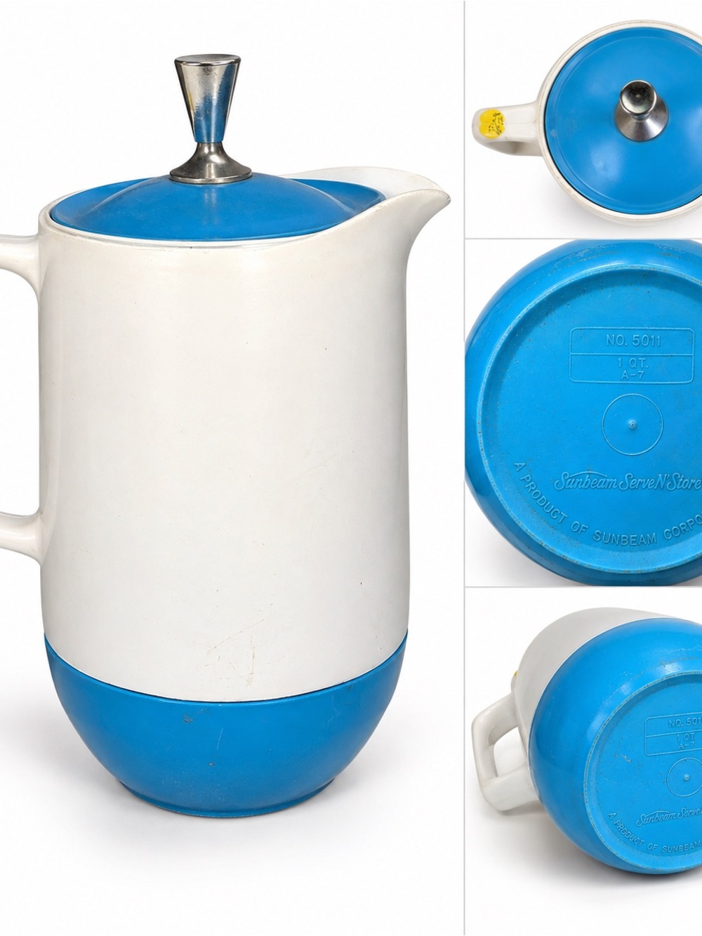Sunbeam White and Blue Insulated Thermal Coffee Server